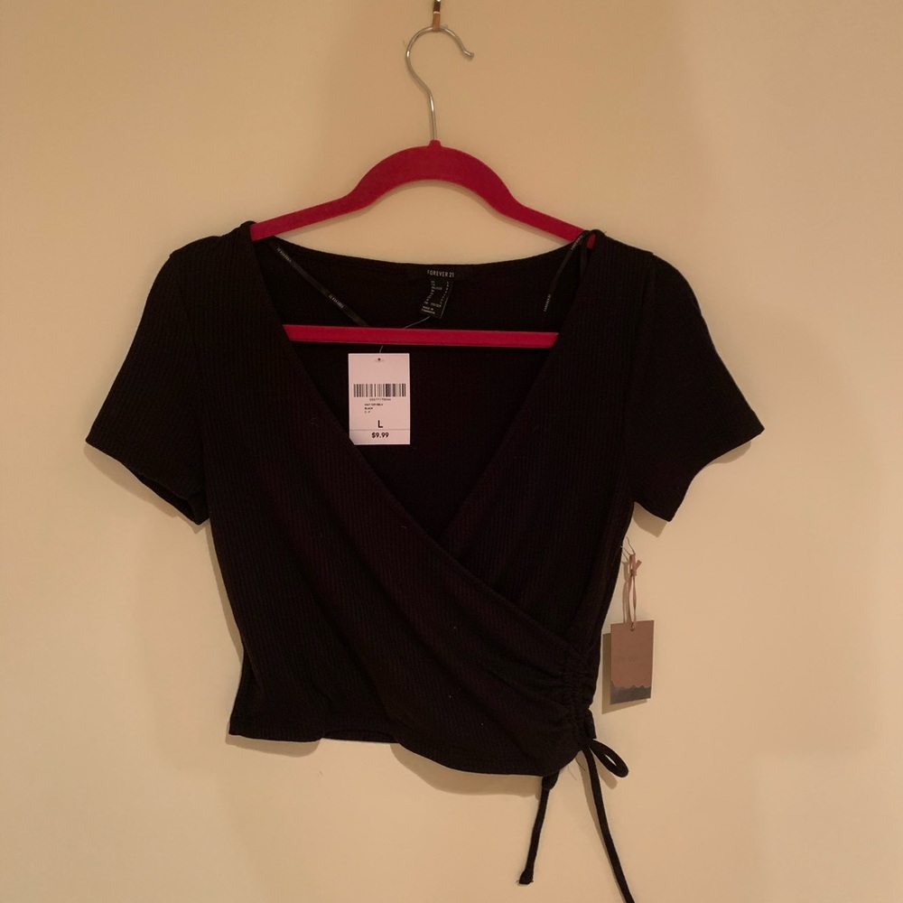 Ribbed Forever 21 Tie Crop Top